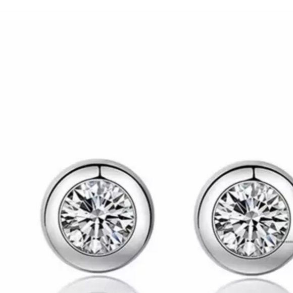 NEW S925 Minimalist Round Bezel Solitaire Earring - Picture 3 of 6